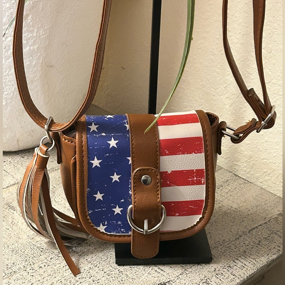 American Flag Brown Crossbody Bag